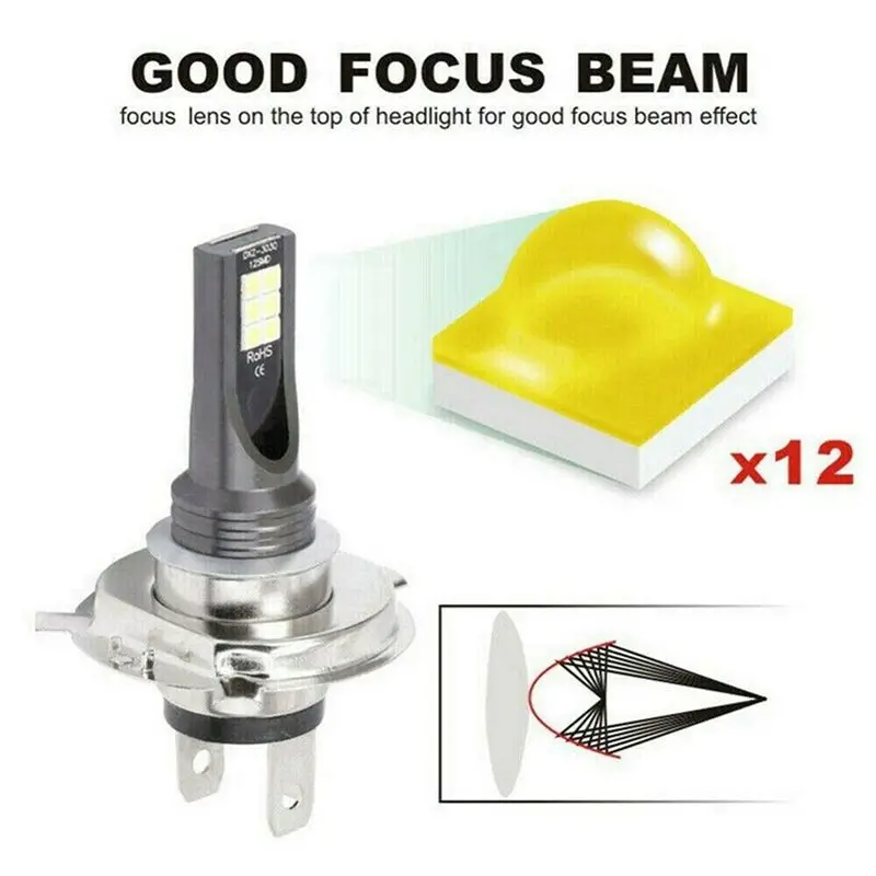 4Pcs Front Fog Light Canbus Bulb H7 12SMD LED Fog Lamp Bulb Conversion 1000LM 6000K White Light Error Free Canbus Bulb-X59A