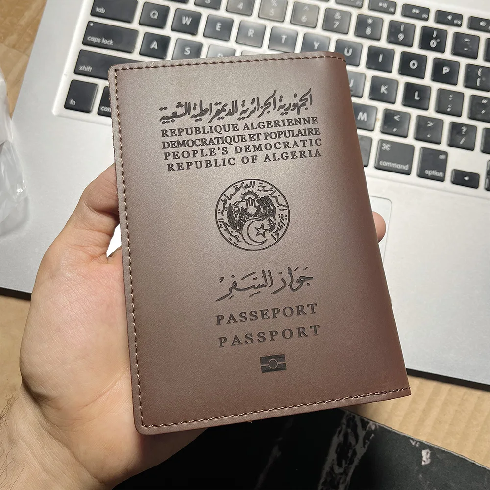 Handmade Genuine Leather Algeria Passport Cover Genuine Leather Passport Holder