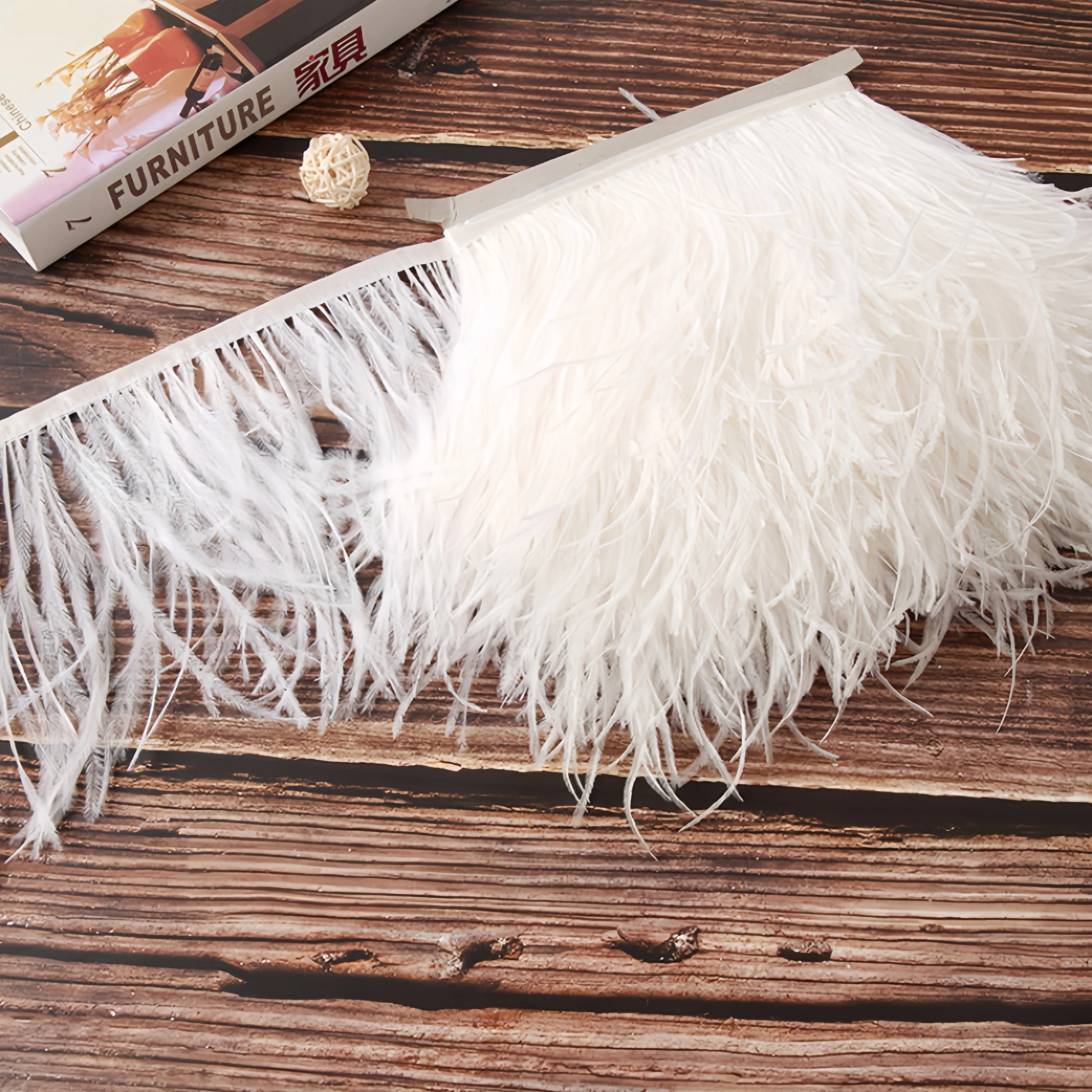 

White Ostrich Feather Trim 10-15cm Fluffy Feather Fringe For Stage Costume Latin Dance Dress Clothing Decoration Accessories