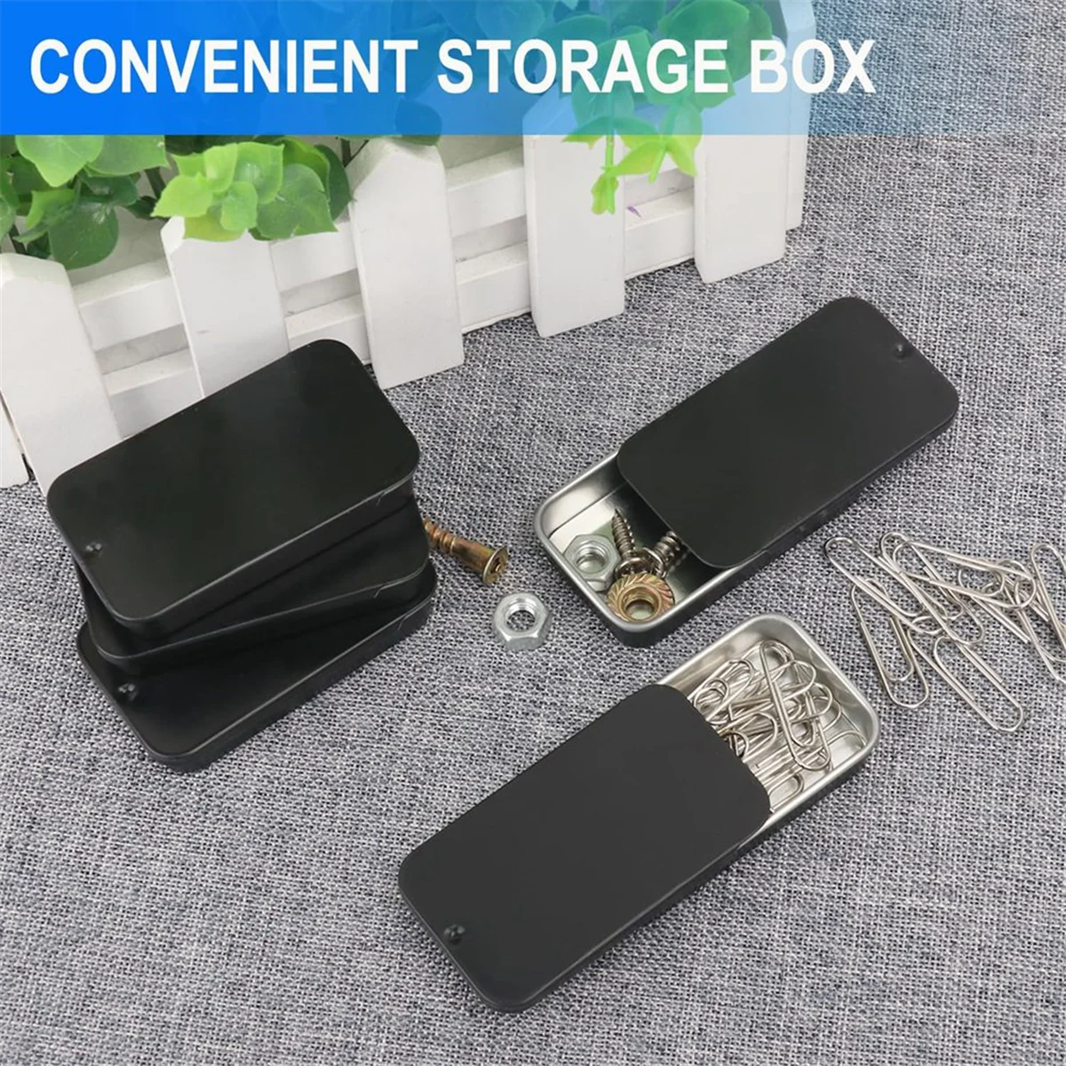 50PCS 2.36x1.3x0.43 Inch, Slide Top Tin Containers, Tin Box Container, Storage Boxes with Lid for Small Items