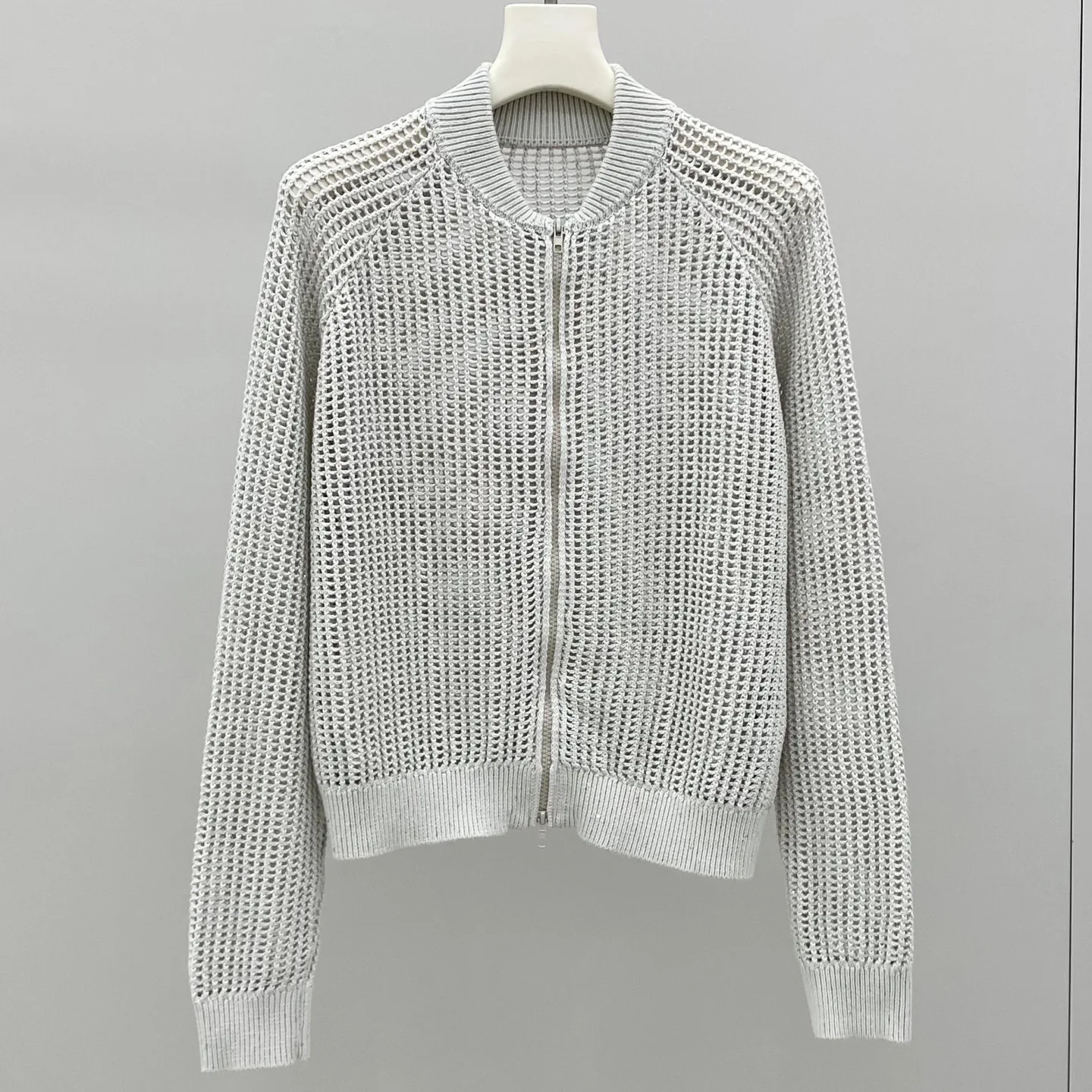 Women's 2026 Autumn Winter New Cotton Linen Minimally Hollowed Out Knitted Cardigan