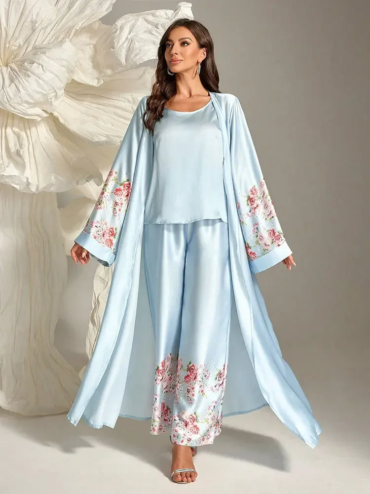 

Ид женское платье мусульманские брюки Абая комплект из 3 предметов с принтом Vestido Largos вечерние кафтан Джалабия Рамадан кардиган Дубай кафтан арабский 2025