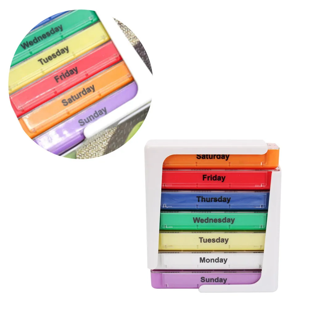 

28 Grids Pill Box Portable Medicine Organizer Weekly Drawer Case Container Storage Daily Medicine Dispenser