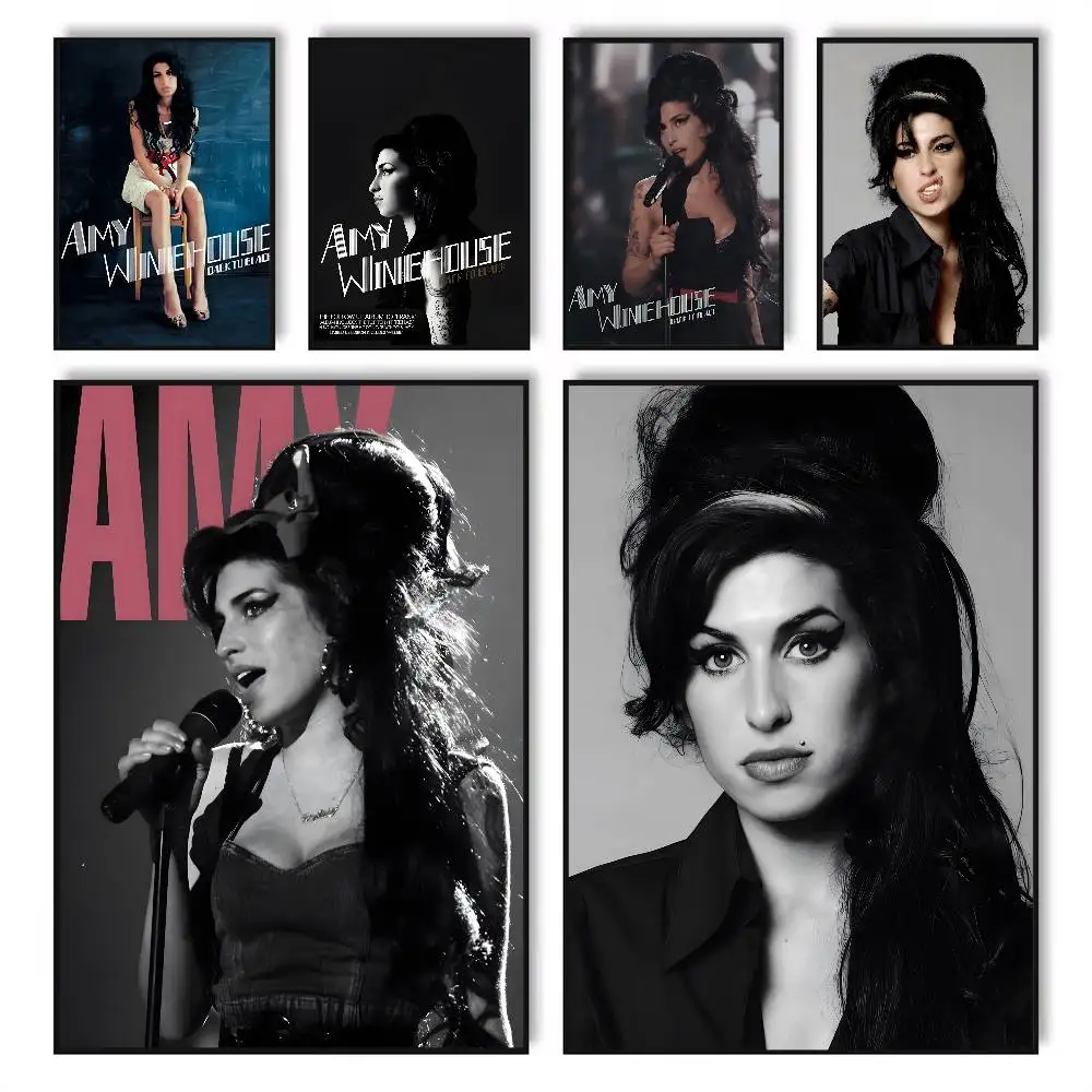 ملصق Beauty Woman Amy Winehouse Singer Star ملصق عالي الدقة ذاتي اللصق مقاوم للماء مثالي لتزيين غرفة المعيشة وغرفة النوم #1