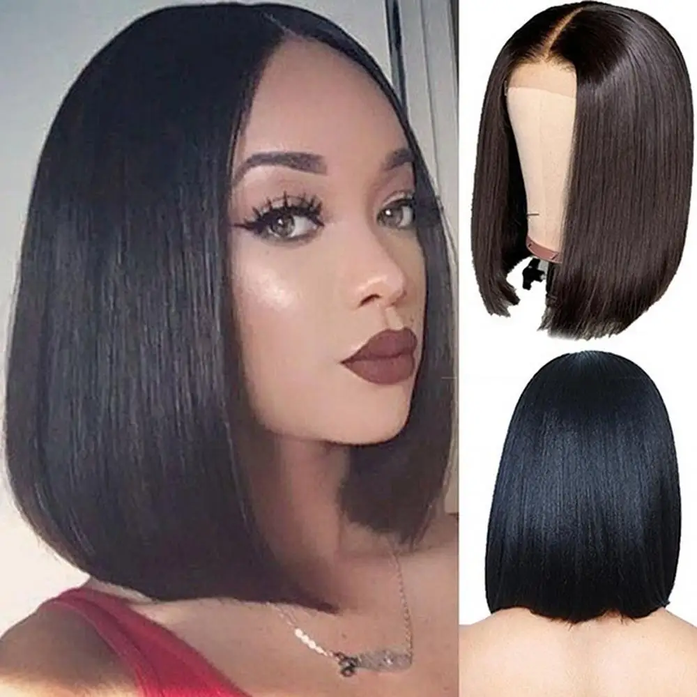 

Women Centre Parting Short Straight Bob Cut Hair Wig Cosplay Hairpiece Multi Color Natural Look Centre-Parted Synthetic Wigs