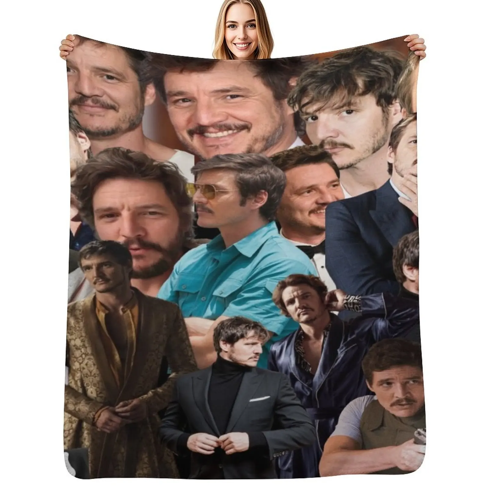 pedro pascal photo collage Throw Blanket Cozy Sofa Blanket for TV Watching Napping