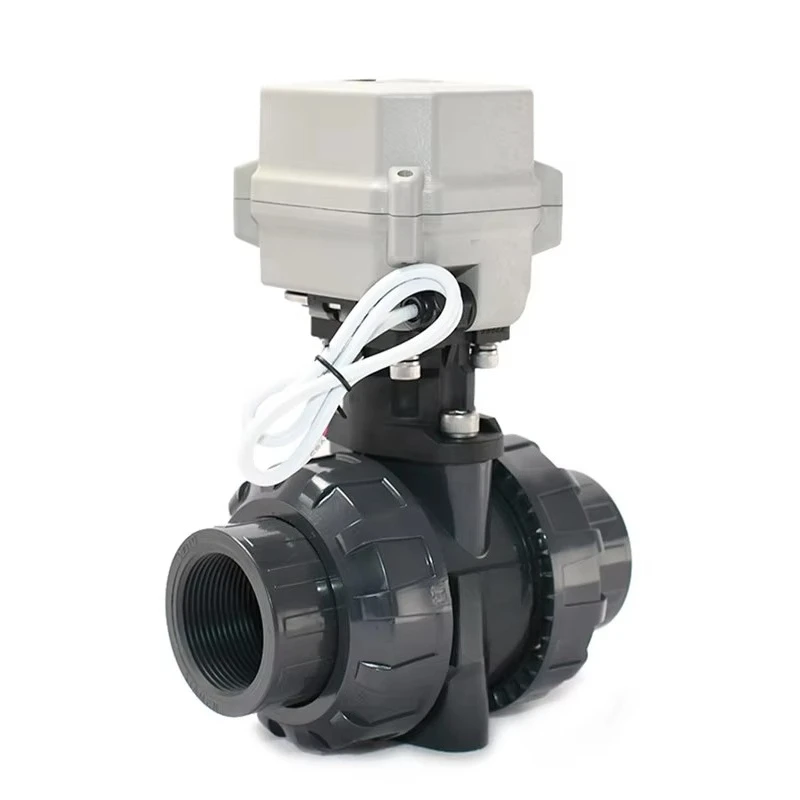 1-1/2'' DN40 BSP/NPT/Non-thread UPVC True Union Motorized Ball Valve 12-24VDC & 24VAC 110-230VAC Auto Return Failsafe