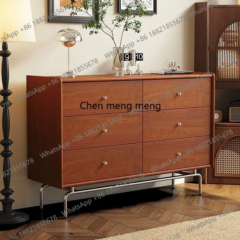Retro style six chest cabinets Middle ancient style solid wood chest cabinets Living room wall storage cabinet