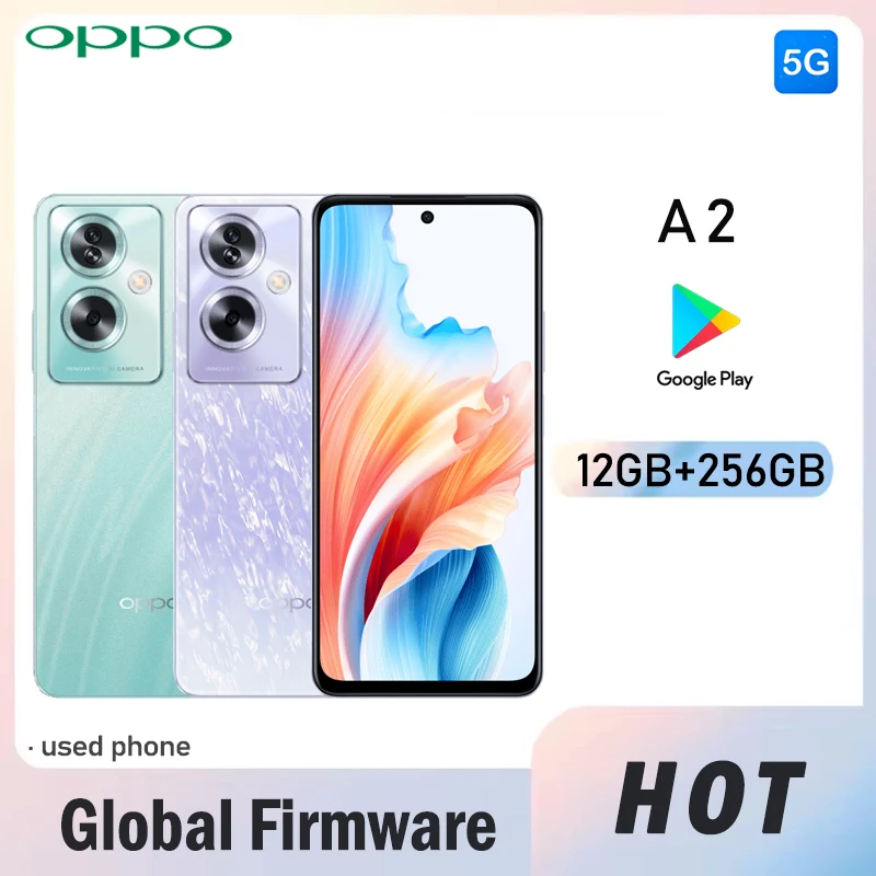 Global Firmware OPPO A2 5G Smartphone CPU Dimensity 6020 ColorOS 13.1 6.72-inch rear camera 50MP+8MP+2MP 5000 mAh used phone