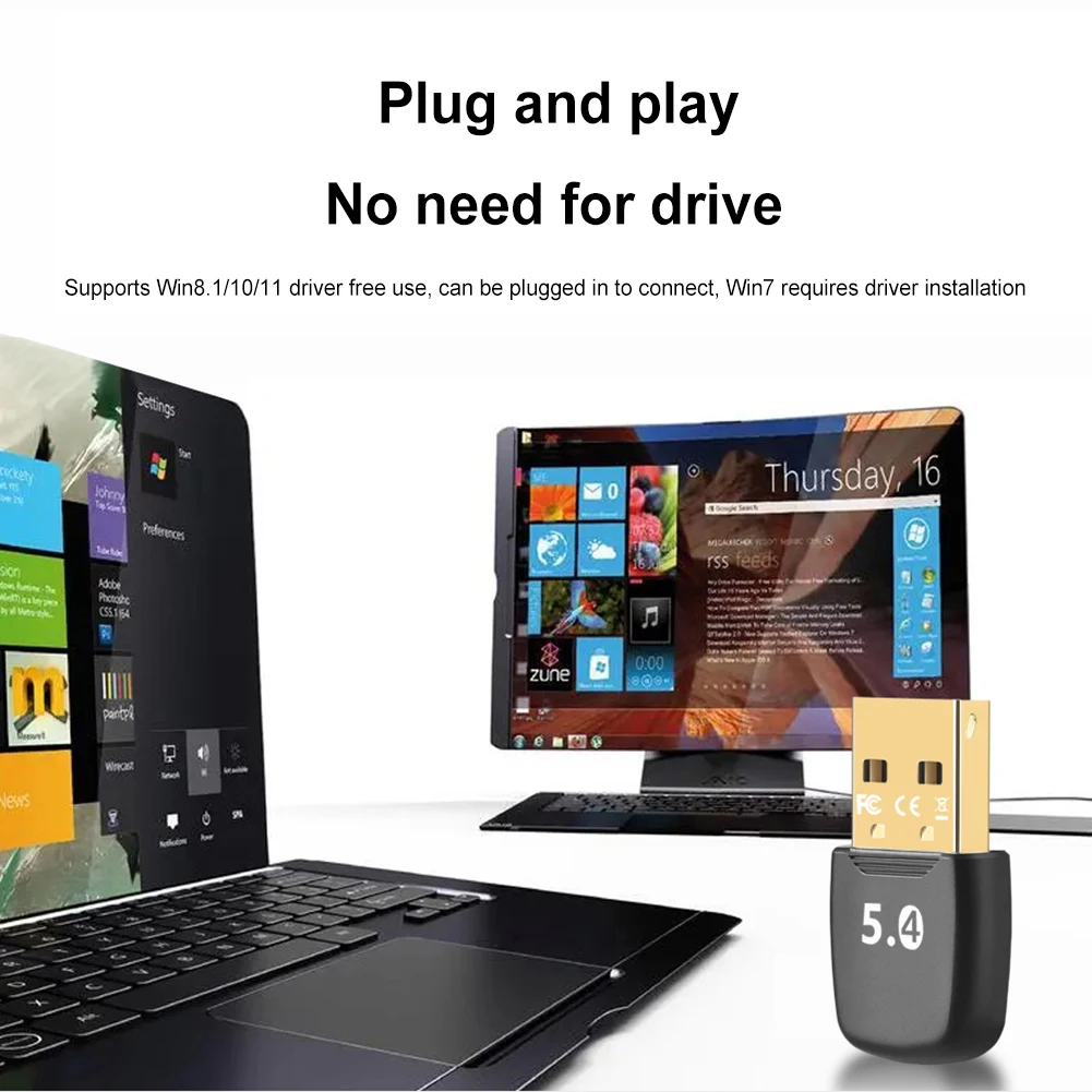 USB بلوتوث 5.4 محول دونغل للكمبيوتر التوصيل والتشغيل ل Win 11/10/8.1 استقبال بلوتوث وجهاز إرسال لجميع أجهزة بلوتوث