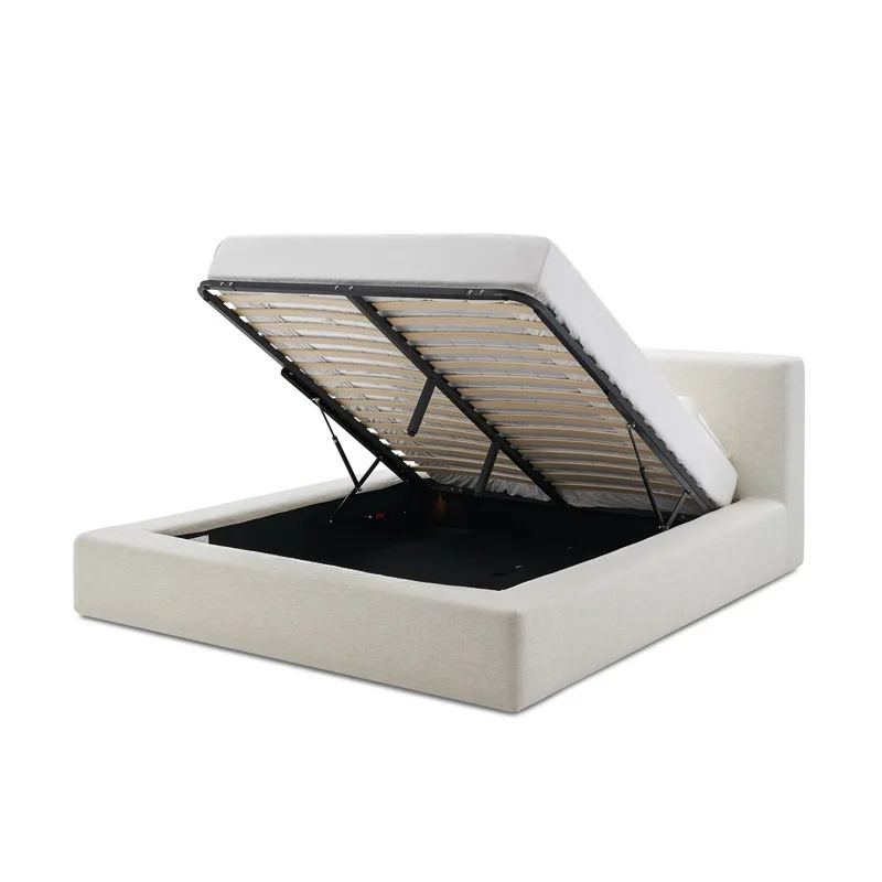 Wholesale Customized Upholstered Bed Double Size Tufted Design with Gas Lift Square Bed With Storage