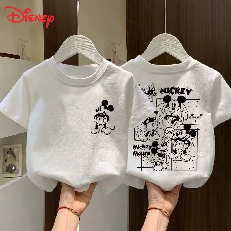 ديزني الكرتون لطيف الأجهزة الطرفية ميكي الصيف الفتيان والفتيات قصيرة الأكمام تي شيرت الأزياء الأجنبية وملابس خارجية متعددة الاستخدامات