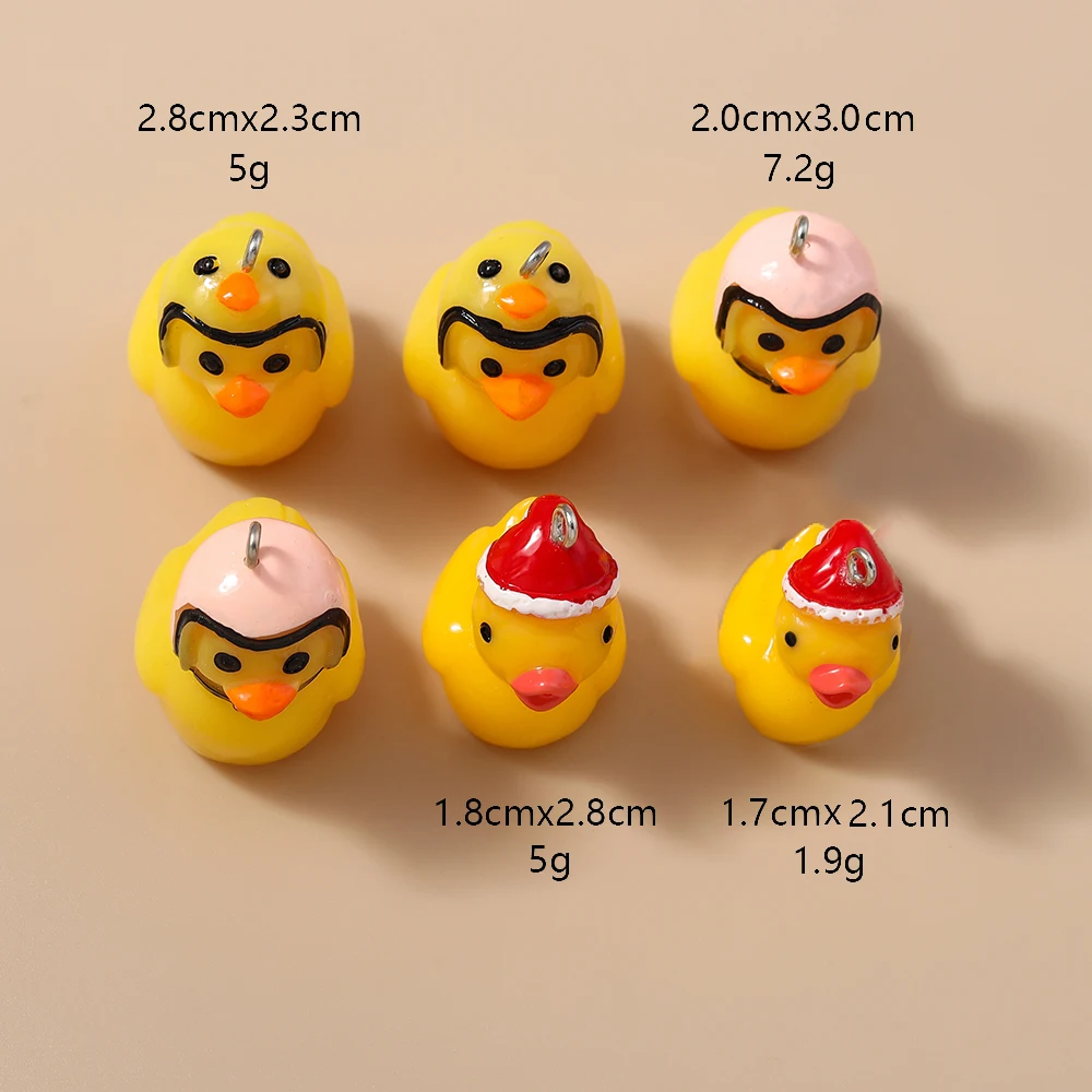 Leslie 5 Stück niedliche 3D-Cartoon-Entenanhänger in Gelb für die Schmuckherstellung, handgefertigte Bastelarbeiten, Ohrringe, Halsketten, Accessoires für Damen – Detail 8