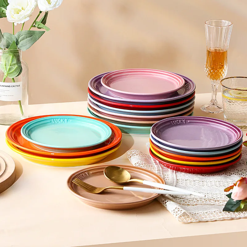 

French ceramic plates, serving plates, steak plates, breakfast plates, round plates, flat plates, shallow plates