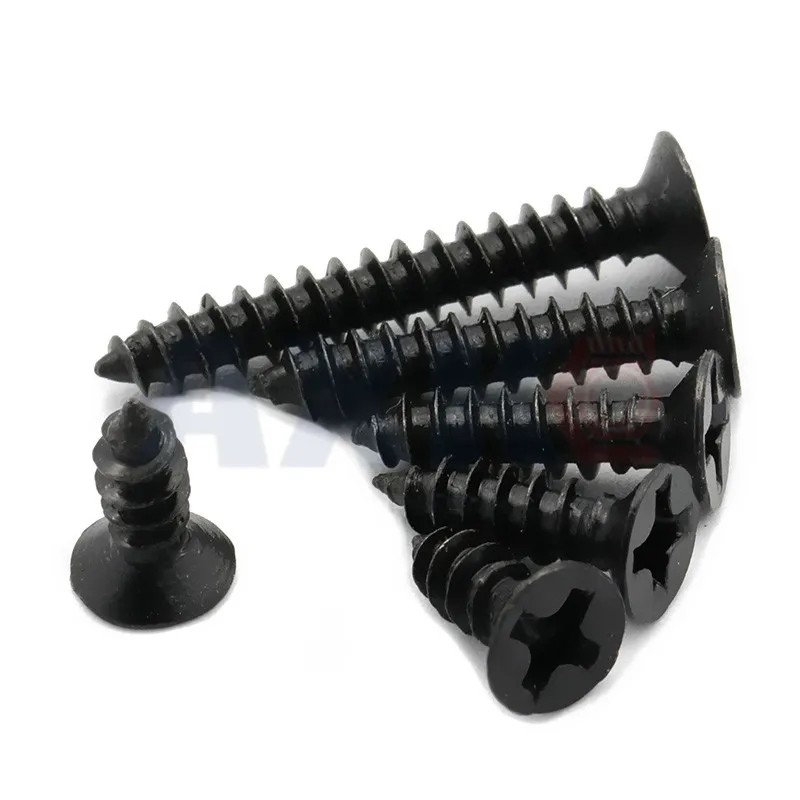 AXK 100pcs Self Tapping Screws M1.7 M2 M2.3 M2.6 M3 Laptop Screws Computer Screws Small Philips Pan Head Black Carbon Steel