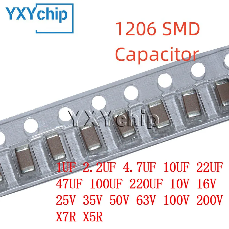 

20PCS 1206 3216 SMD Capacitor 1UF 2.2UF 4.7UF 10UF 22UF 47UF 100UF 220UF 10V 16V 25V 35V 50V 63V 100V 200V X7R X5R ±10%=K ±20%=M