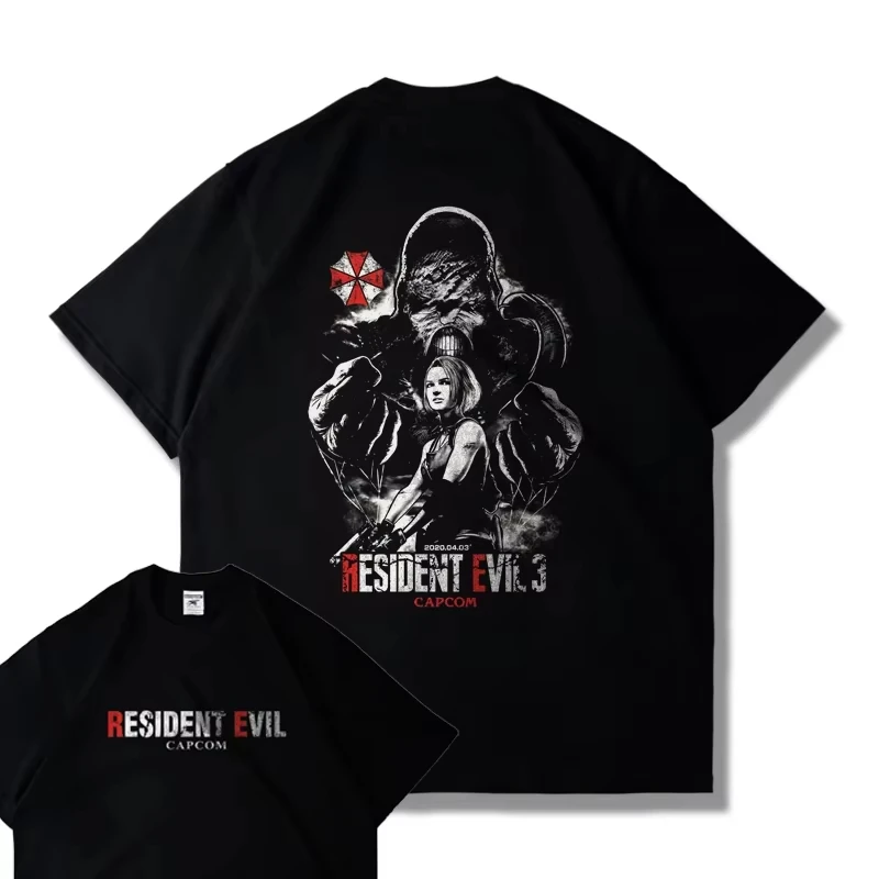 CAPCOM Spiel PS5 Resident Evil 4 Remastered Kurzarm-T-Shirt für Männer und Frauen, Lose Kleidung mit Leon-Aufdruck, Harajuku Y2k Top – Detail 3