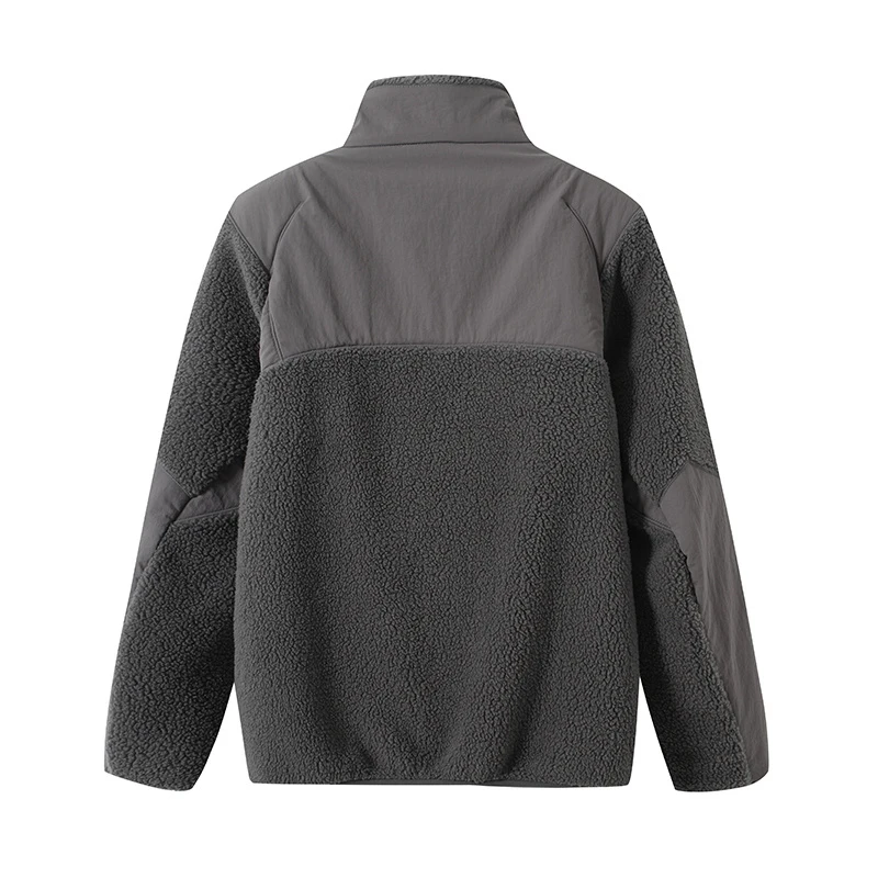 Giacca in pile di pelle di agnello con colletto rialzato e maniche lunghe, abbigliamento caldo in cotone, giunture alla moda, nuovo stile invernale