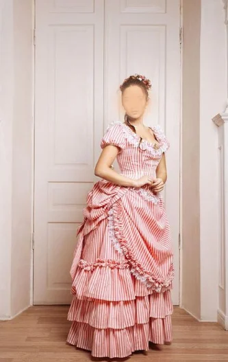 1860s Victorian Bustle Ball Gown Victorian Pink Striped Dress Vampire Dress Masquerade Ball Gown Renaissance Clothing