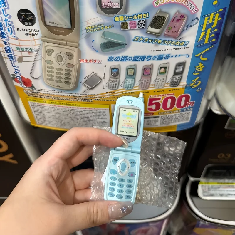 Tersedia Mainan Jepang Spirits Seri Elektronik Retro Asli Perekam Telepon Flip Mini Model Telepon Lipat Gantungan Kunci Gashapon