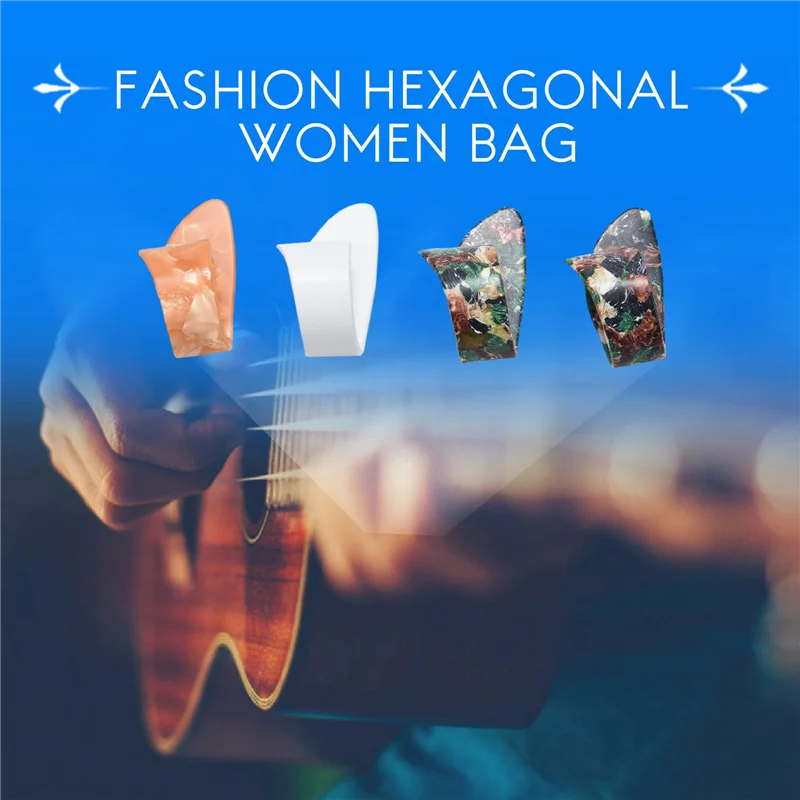 ONGE 16 قطعة إصبع الإبهام الغيتار اختيار السيلولويد الوسيط Thumbpick لسمك الغيتار الكهربائي الصوتي