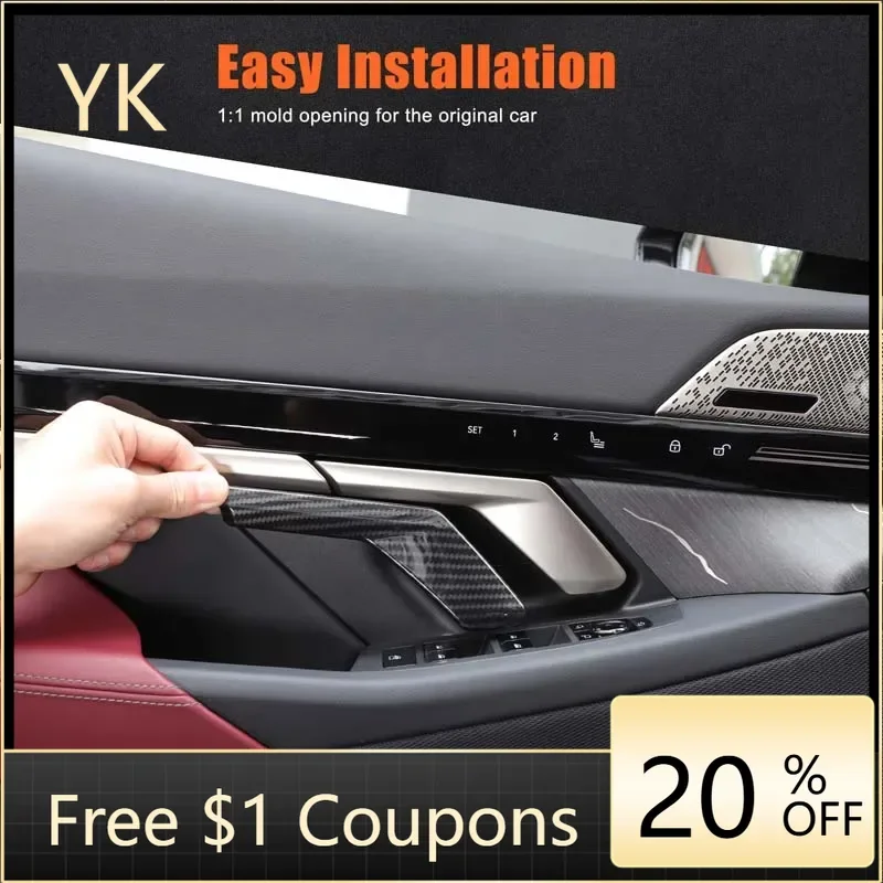 

ABS углеродное волокно, внутренняя ручка двери автомобиля, декоративная крышка для BMW 5 серии G60 2024-2026, аксессуары для интерьера автомобиля