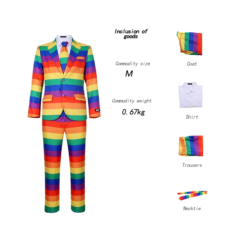 Anime Print Rainbow Suits Perfect Outfit for Any Occasion Including Blazer Pants and Tie Halloween Costume for Adult