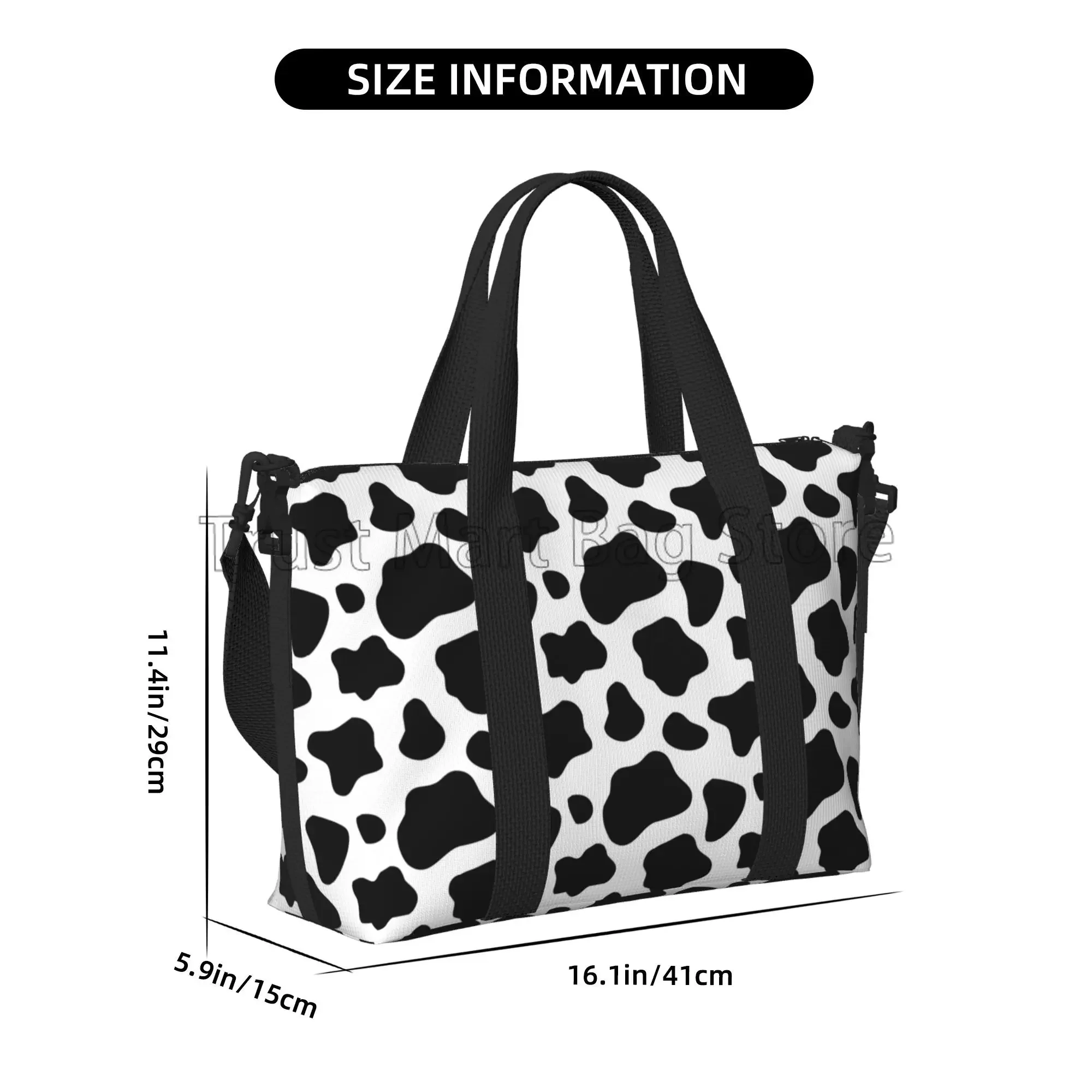 Cow Print Weekender Duffle Bags Large Capacity Overnight Weekend Bags with Shoulder Strap Travel Tote Bag for Hospital Maternity