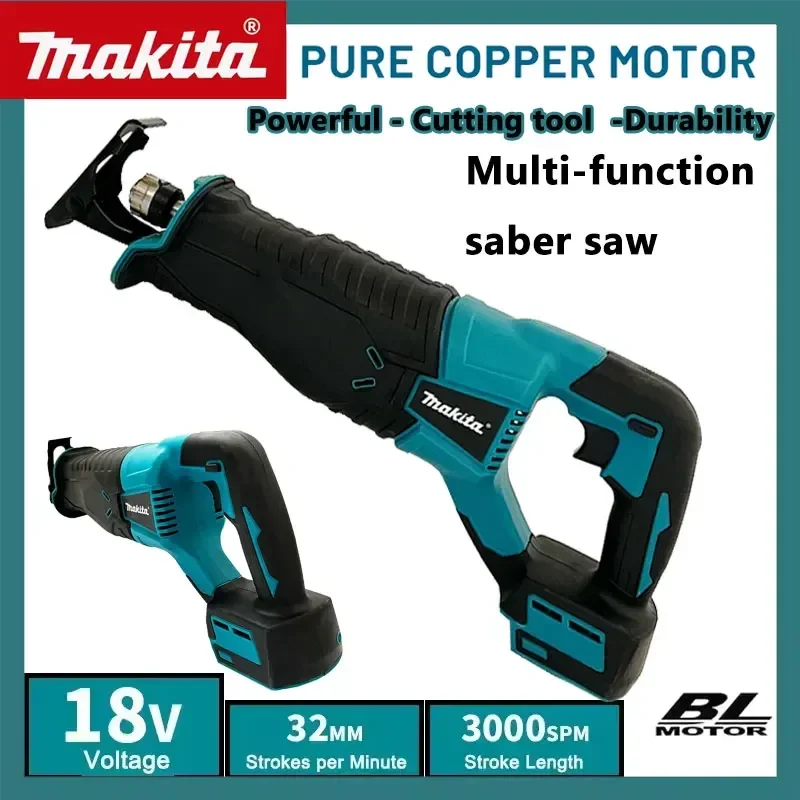 

Makita 3000SPM Electric Brushless Reciprocating Saw Cordless Multifunction Saw With 4pcs Blades Metal Wood Cutting Tool