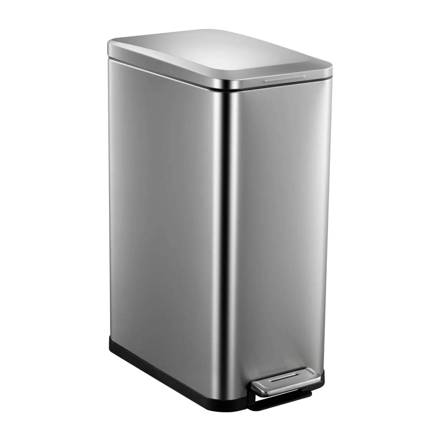 Bidone della spazzatura da 50 litri Bidone per riciclo con pedale in acciaio inossidabile con coperchio e secchielli interni Bidone della spazzatura da cucina rettangolare a mani libere