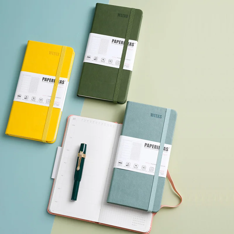 غطاء صلب للجيب مخطط يومي أسبوعي 100 جرام لكل متر مربع مجلة ورق سميكة خالية من الأحماض 176 صفحة خطة شهرية دفتر تتبع عادات