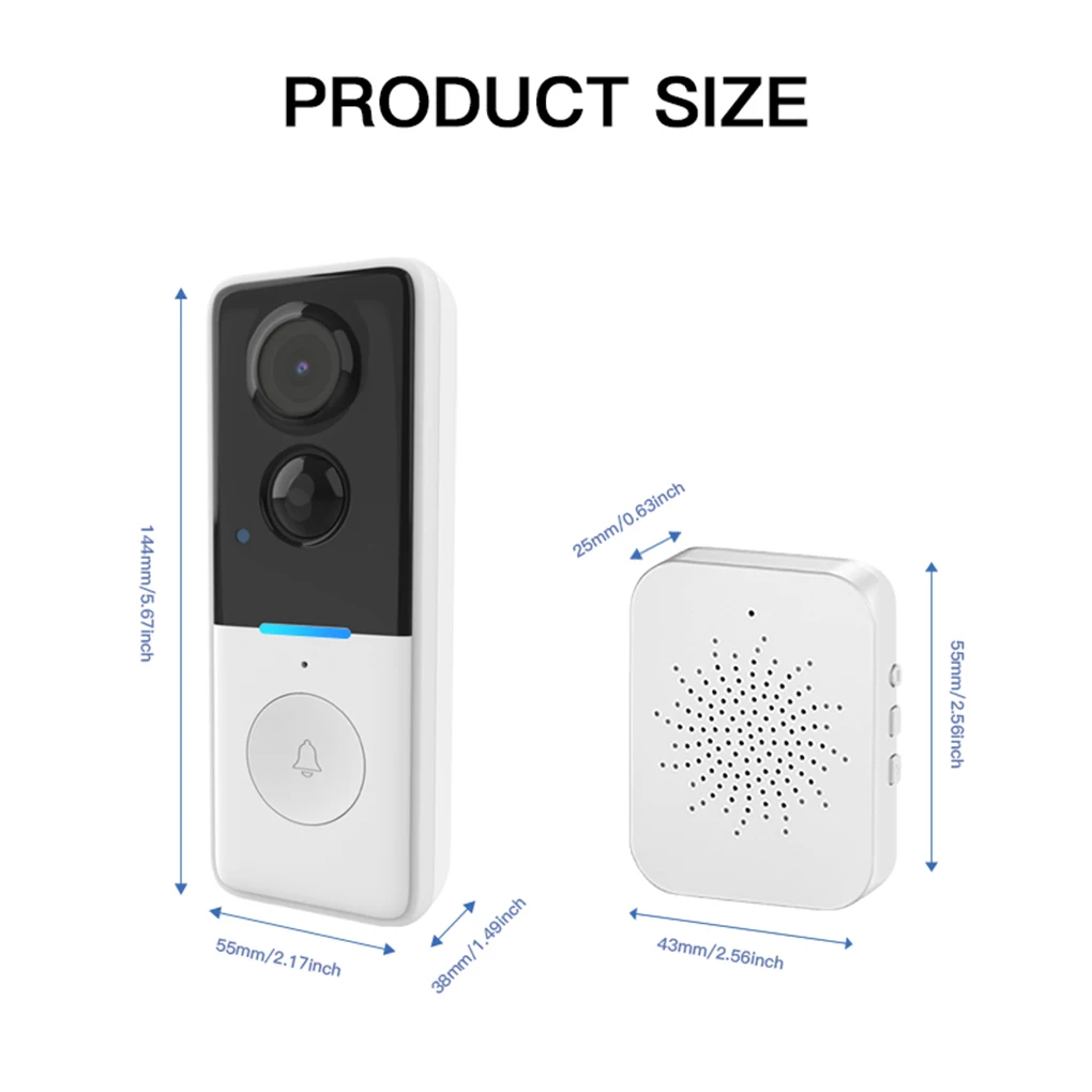 Tuya WIFI Video Doorbell 100W Pixels Support PIR Human Detection Mobile Phone Remote Wake-up Real-time Intercom