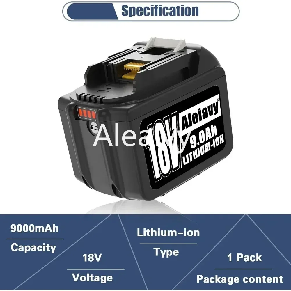 Batería recargable BL1830 de 18V, batería de iones de litio de 9000mAh y 6000mAh, batería de iones de litio de 18 voltios para herramienta eléctrica Makita BL1860