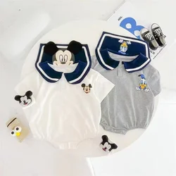 Mono de algodón de manga corta para bebé recién nacido, conjunto de calcetines de dibujos animados de Mickey Mouse, Mono para niño y niña Donald, disfraces infantiles, Verano