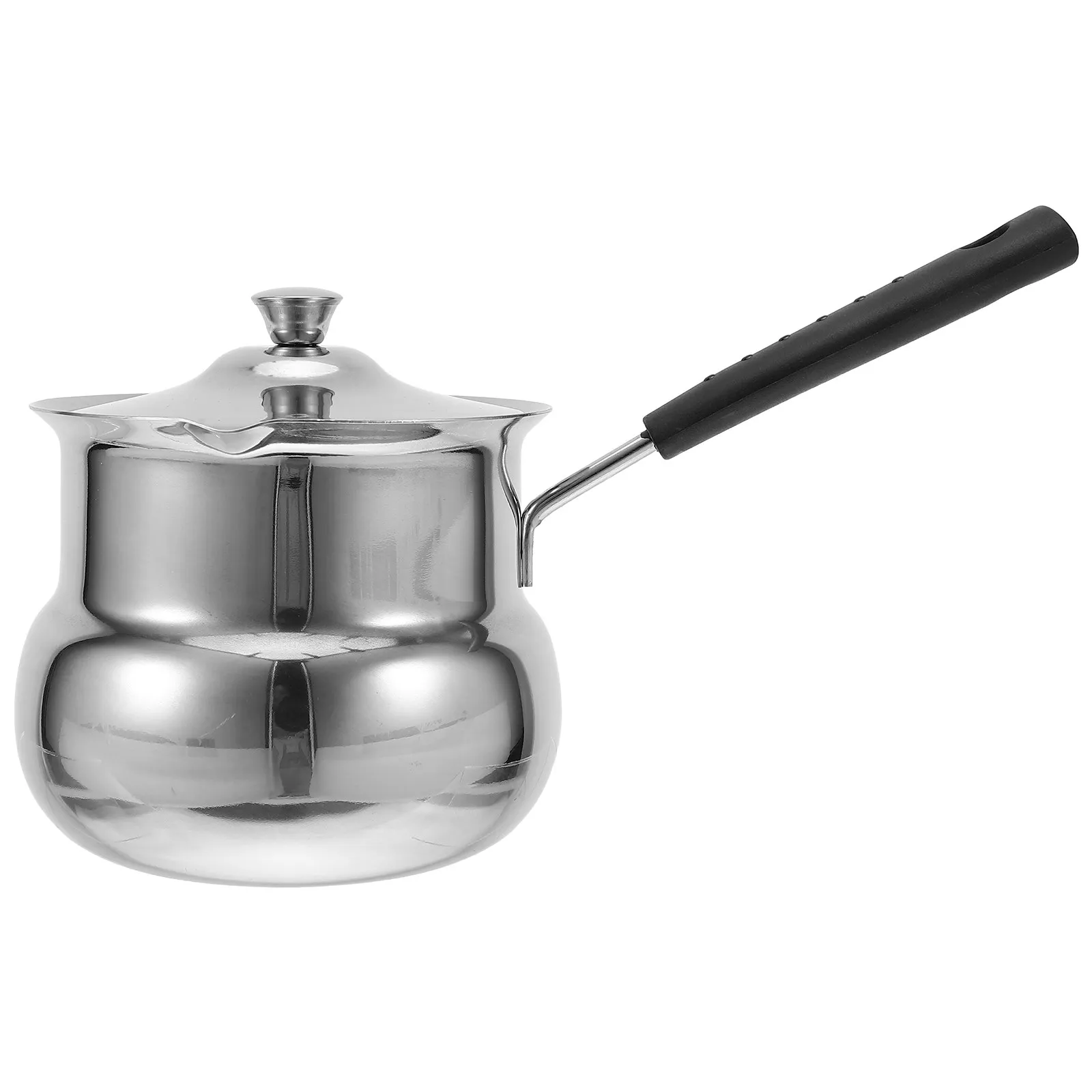 

Stainless Steel Hand Drip Coffee Pot with Lid Side Handle for Turkish Greek Mocha Camping Coffee Maker Stove Butter