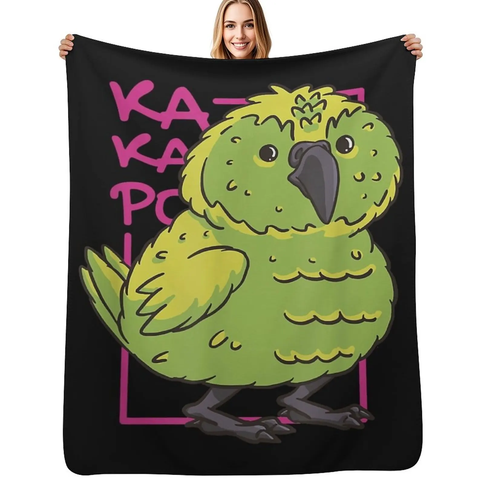 

Kakapo Green Bird Cartoon Throw Blanket Air Conditioner Soft Blanket for Office Home