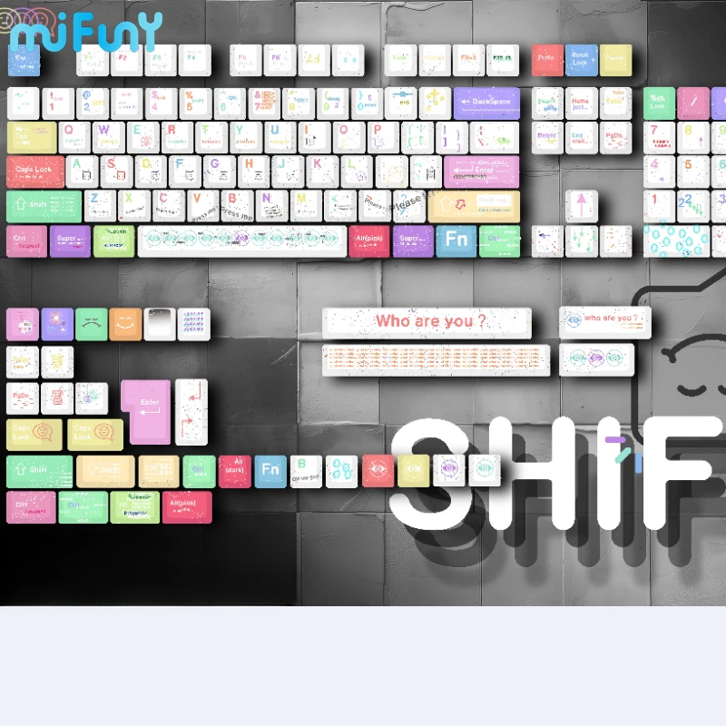 

MiFuny Colorful Dye Keycaps Set Personalized Customized PBT Thermal Sublimation Key Caps Mechanical Keyboard Accessories Gift