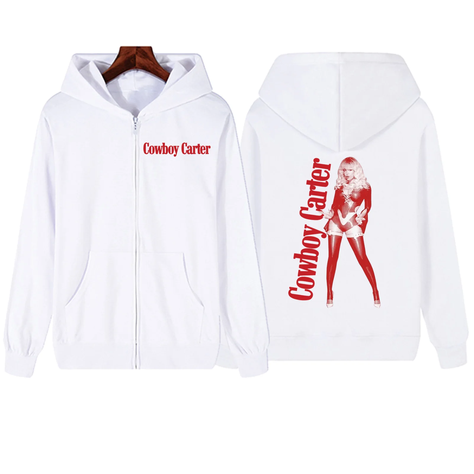 

Beyonce Cowboy Carter Zipper Hoodie Harajuku Pullover Tops Sweatshirt Streetwear Fans Gift Unisex