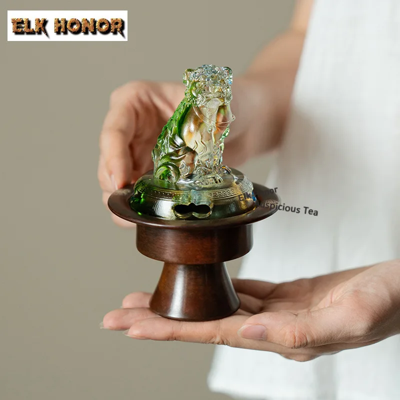 

Boutique Lion Crystal Incense Holder Zen Garden Incense Burners Aromatherapy Censer Chinese Tea Set Accessories Ornaments Gifts