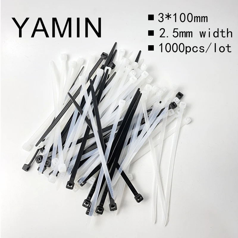 

1000pcs/lot 3*100mm Self-Lock Type Plastic Nylon Cable Tie National Standard Cable Wire Fixed White/Black