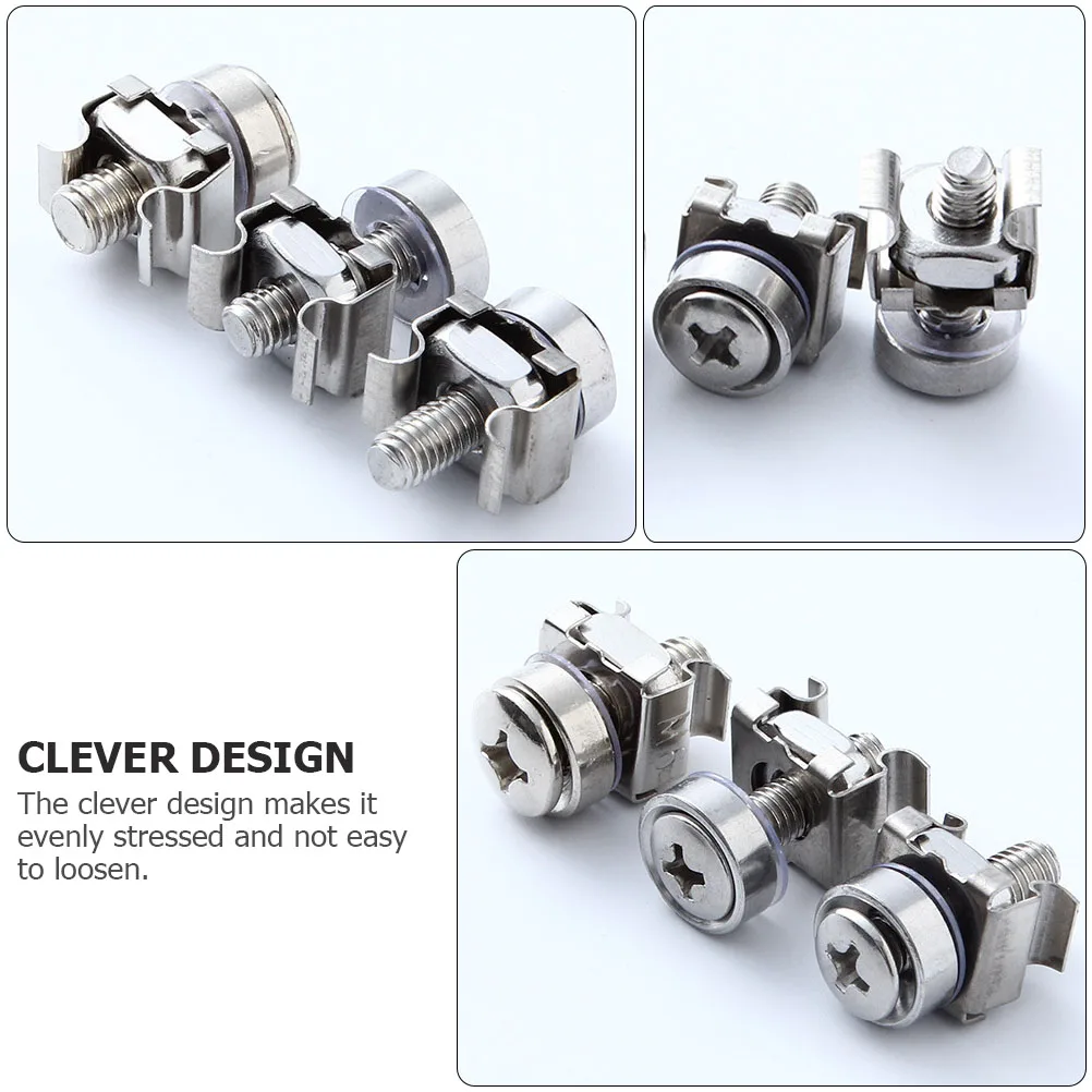 

50 Sets Screws Stainless Steel Rack Mounting Hardware Mounting Screw Cross Groove Smooth Surface Long Life