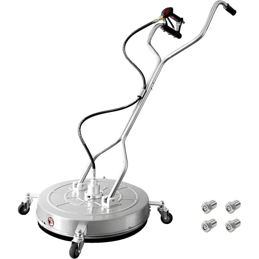 

24" Prure Washer Surace Cleaner with 4 Wheels,Dual Handle,StainlSteel Housing, 2 Hose Adapters and 4 Replacement Nozzles, Ideal