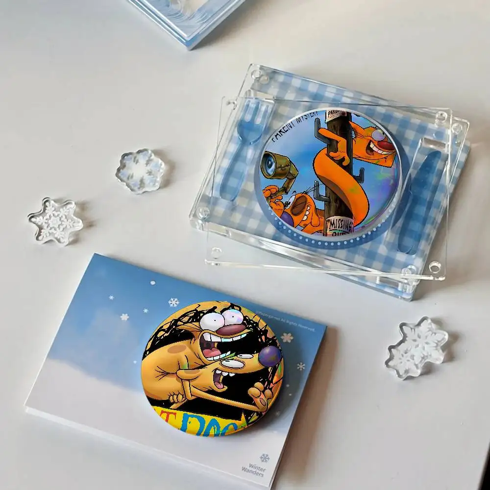 Cartoon Animation C-Cat Dog For Badge Fashion Laser Holographic Effect Badge Custom Design Metal Lapel Brooch For Backpack Decor