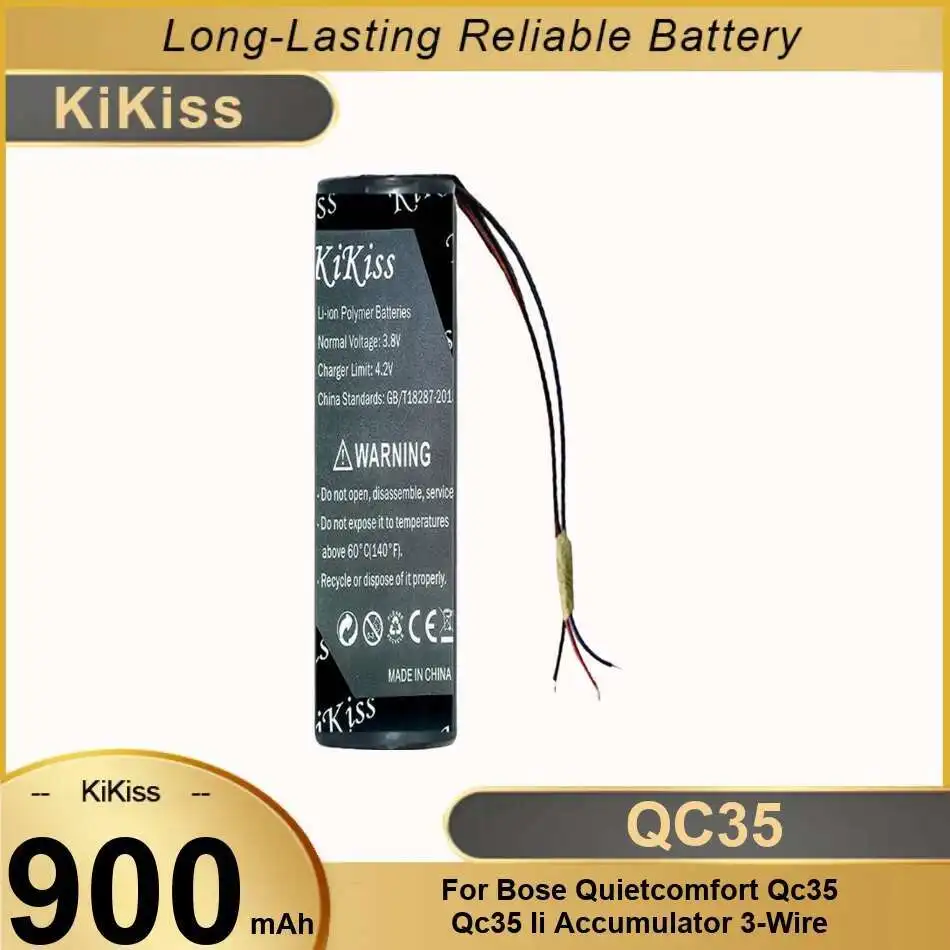 

Аккумулятор гарнитуры для аккумулятора Bose Quietcomfort QC35 и II, 3-проводной, замена премиум-класса, быстрая зарядка, 900 мАч