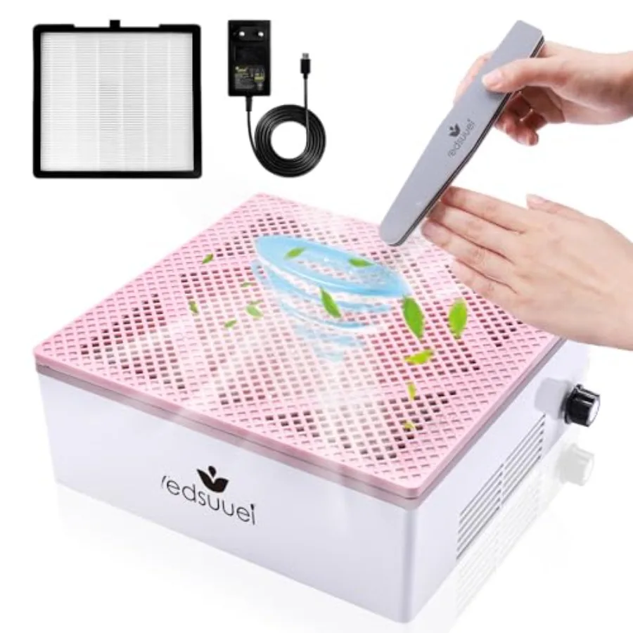 

80W Nail Dust Collector Super Powerful Electric Vacuum for Acrylic Gel Nail Polishing with Reusable Filter Adjustable Suction W
