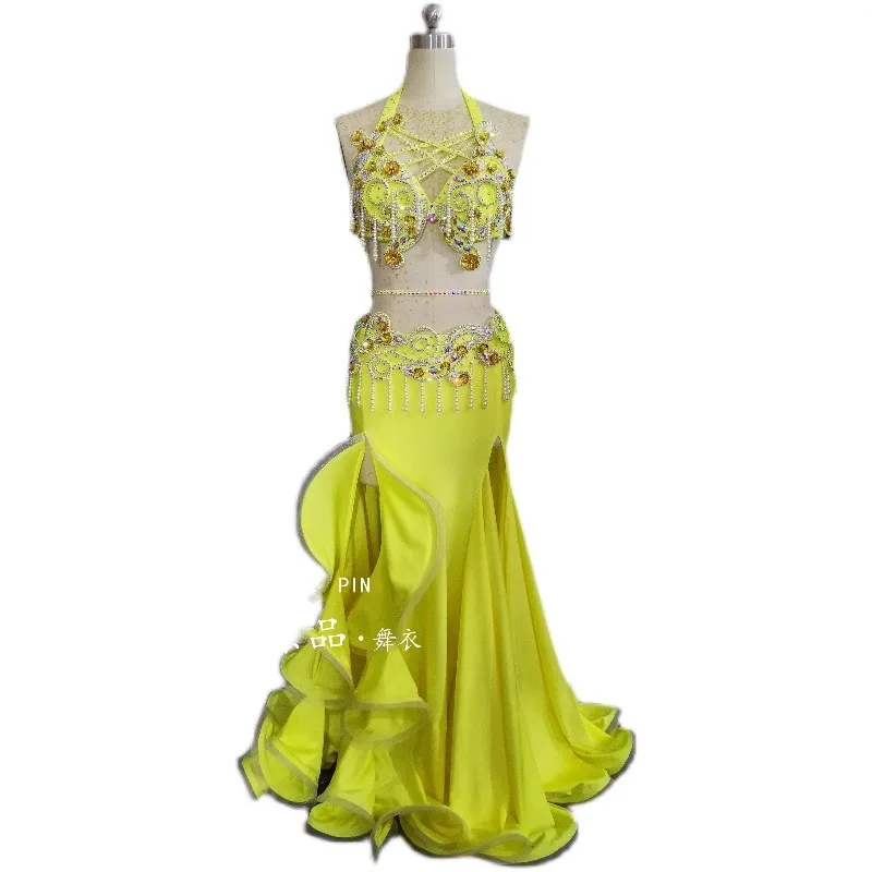 맞춤형 밸리 댄스 의상 새로운 여신 기질 가방 엉덩이 피쉬 테일 스커트 세트 동부 댄스 의상