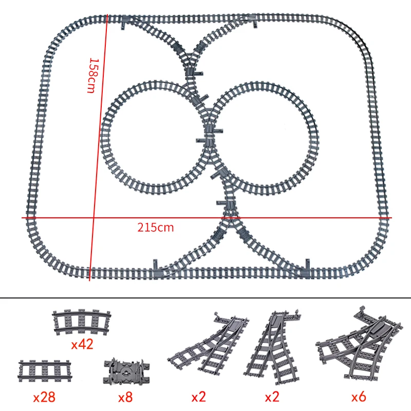 

MOC Creative Expert Ideas City Train Tracks Single Slip Wye Switch R40 Crossings Rails Bricks Building Blocks DIY Toys gifts