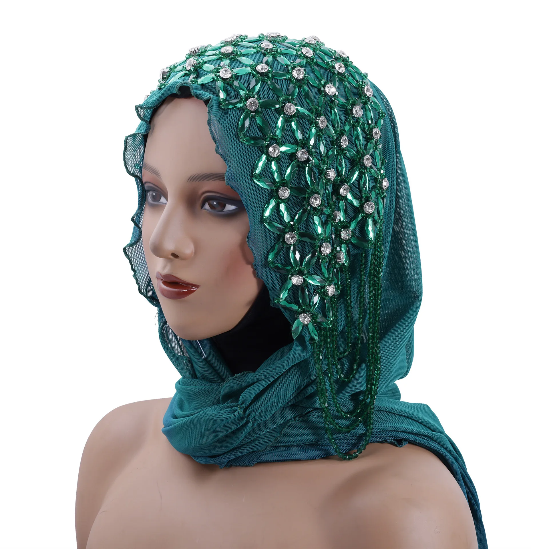 Luxe Kwastje Kralen Tulband Moslim Hijab Vrouwen Islam Hoofddoek Strass Sjaal Amira Sjaals Wrap Wedding Party Bandana Sjaals