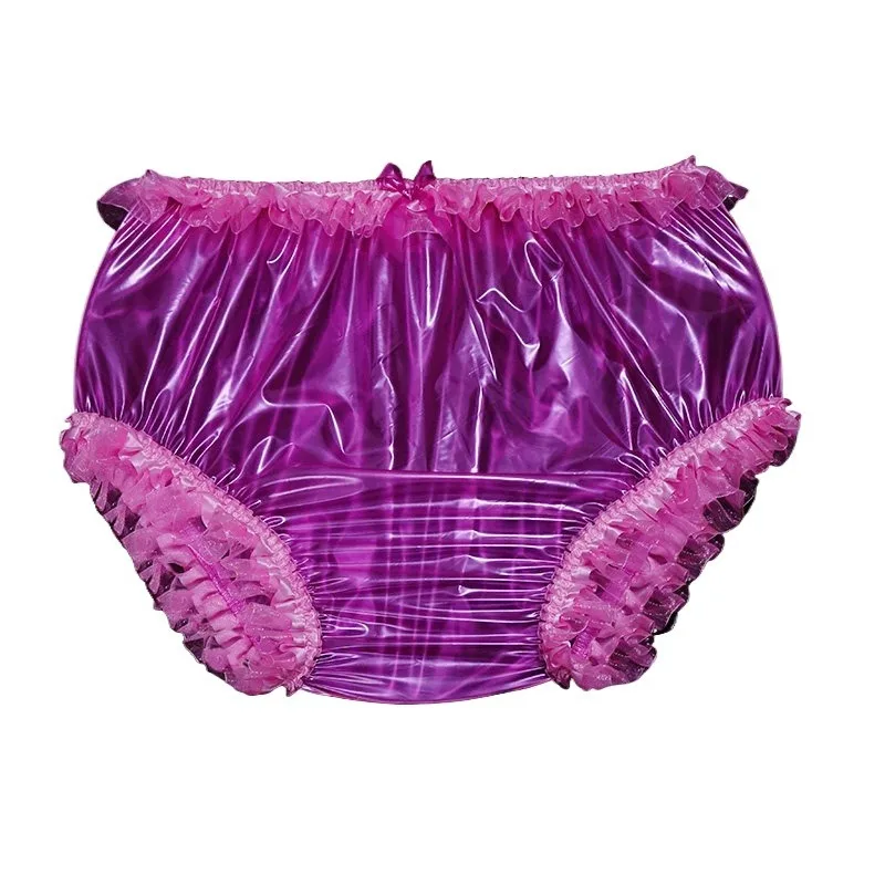 Slip in PVC trasparente a vita alta taglie forti con finiture in pizzo, ultra morbido, silenzioso, setoso, sottile, intimo in plastica, sexy, confortevole, traspirante, per tutti i giorni