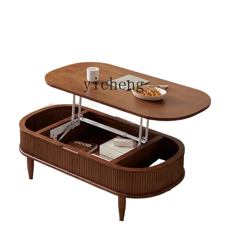 

ZK all solid wood coffee table can lift modern light luxury home living room storage tea table multi-functional tea table